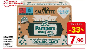 Iperal SALVIETTE PAMPERS BABY-DRY FRESH 4x70 pezzi offerta
