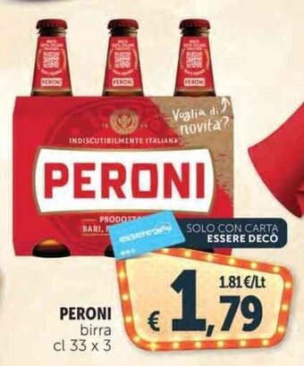 Deco Supermercati PERONI birra cl cl 33 x 3 offerta
