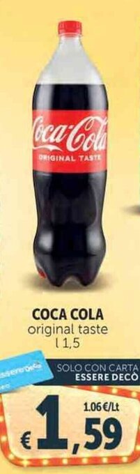 Deco Supermercati COCA COLA original taste l 1,5 offerta