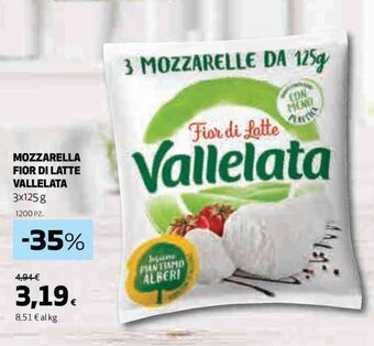 Coop MOZZARELLA FIOR DI LATTE VALLELATA 3x125 g offerta