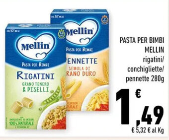 Conad Superstore PASTA PER BIMBI MELLIN rigatini/ conchigliette/ pennette 280g offerta