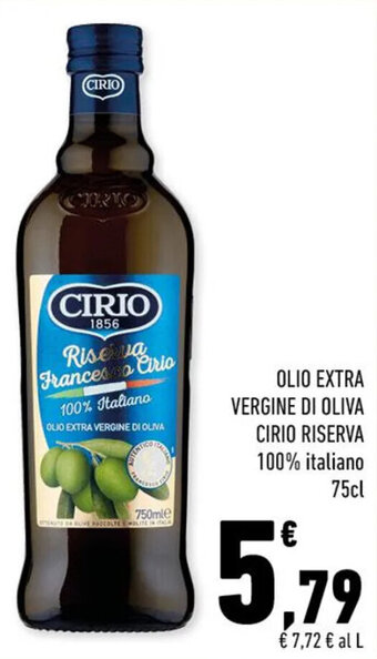 Conad Superstore OLIO EXTRA VERGINE DI OLIVA CIRIO RISERVA 100% italiano 75 cl offerta