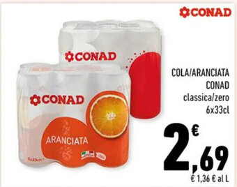 Conad Superstore COLA/ARANCIATA CONAD classica/zero 6x33cl offerta