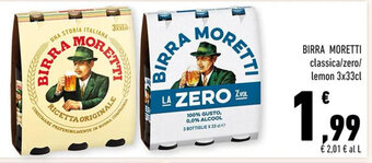 Conad Superstore BIRRA MORETTI classica/zero/ lemon 3x33cl offerta