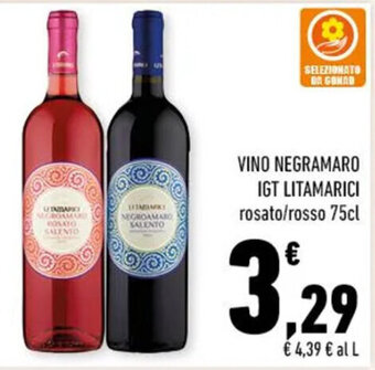 Conad Superstore VINO NEGRAMARO IGT LITAMARICI rosato/rosso 75cl offerta