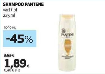 Coop SHAMPOO PANTENE vari tipi 225 ml offerta