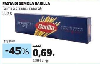 Coop PASTA DI SEMOLA BARILLA formati classici assortiti 500 g offerta