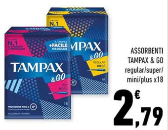 ASSORBENTI TAMPAX & GO regular/super/ mini/plus x18