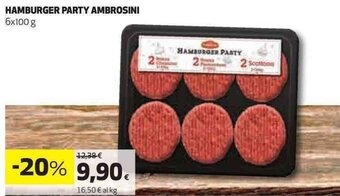 Coop HAMBURGER PARTY AMBROSINI 6x100 g offerta