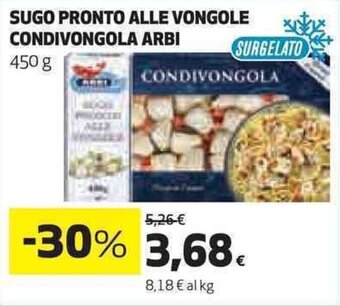 Coop SUGO PRONTO ALLE VONGOLE CONDIVONGOLA ARBI 450 g offerta