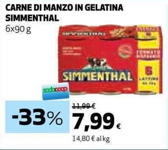 Coop CARNE DI MANZO IN GELATINA SIMMENTHAL 6x90 g offerta