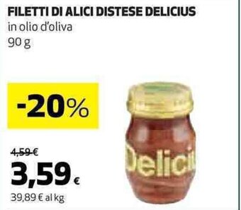 Coop FILETTI DI ALICI DISTESE DELICIUS in olio d'oliva 90 g offerta