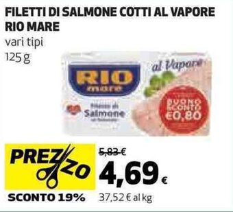 Coop FILETTI DI SALMONE COTTI AL VAPORE RIO MARE vari tipi 125 g offerta