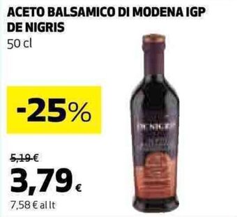 Coop ACETO BALSAMICO DI MODENA IGP DE NIGRIS 50 cl offerta