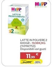 Bimbo Store Hipp latte in polvere 2 600gr offerta