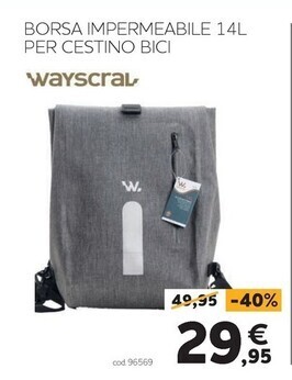 Wayscral - borsa impermeabile 14l per cestino bici