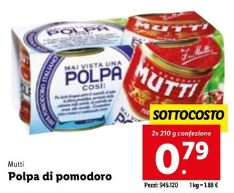 Lidl Mutti Polpa di pomodoro 2x 210 g confezione offerta