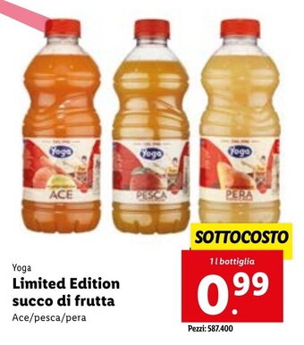 Lidl Yoga Limited Edition succo di frutta 1l  bottiglia offerta