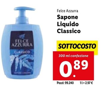 Lidl Felce Azzurra Sapone Liquido Classico 300 ml confezione offerta