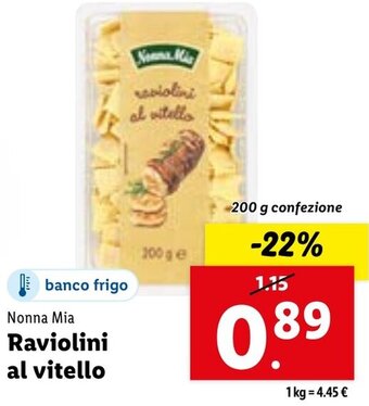 Lidl Nonna Mia Raviolini al vitello 200 g confezione offerta