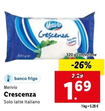Lidl Merivio Crescenza 320 g confezione offerta
