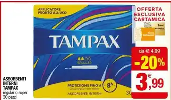 Iperal Tampax Assorbenti Interni Regular/ Super 30 Pezzi offerta