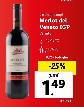 Lidl Casale ai Campi Merlot del Veneto IGP offerta