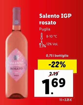 Lidl Salento IGP rosato Puglia 0,75 l bottiglia offerta