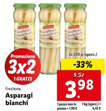 Lidl Freshona Asparagi bianchi 3x 205 g (sgocc.) offerta