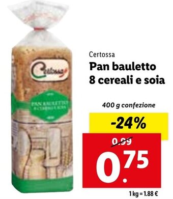 Lidl Certossa Pan bauletto 8 cereali e soia 400 g confezione offerta