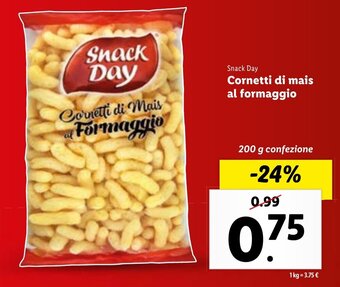 Lidl Snack Day Cornetti di mais al formaggio 200 g confezione offerta