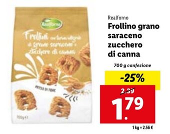 Lidl Realforno Frollino grano saraceno zucchero di canna 700 g confezione offerta