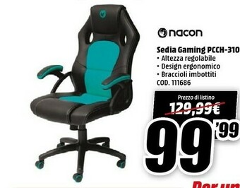 MediaWorld Nacon Sedia Gaming PCCh-310 offerta
