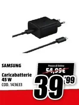 MediaWorld Samsung Caricabatterie 45W offerta