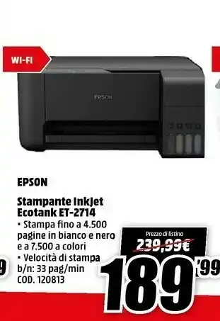 Epson Stampante Inkjet Ecotank ET-2714