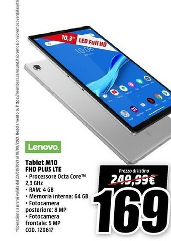 MediaWorld Lenovo Tablet M10 FHD Plus LTE offerta