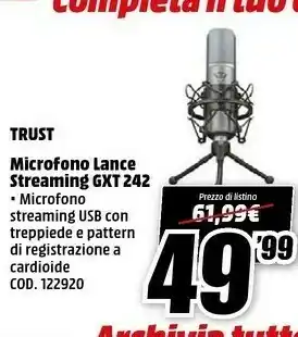 MediaWorld Trust GXT 242 Nero Microfono Da Tavolo offerta