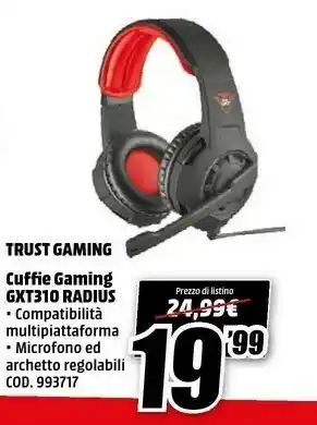 MediaWorld Trust Gaming Cuffie Gaming Gxt310 Radius offerta
