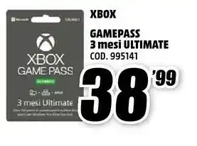 MediaWorld Microsoft Xbox Game Pass Ultimate 3 Month - Xbox One offerta