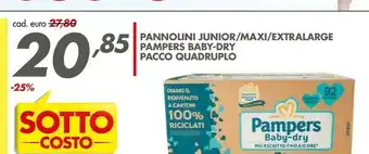 Pampers Pannolini Junior / Maxi / Extralarge Baby Dry Pacco Quadruplo