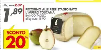 Italmark Pecorino Alle Pere Stagionato L'impero Toscana offerta