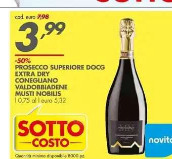 Italmark Musti Nobilis Prosecco Superiore DOCG Extra Dry Conegliano Valdobbiadene offerta