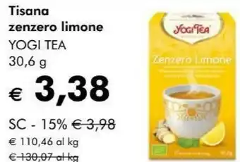 NaturaSì Yogi Tea - Tè Verde Zenzero Limone 30.6 G(ml) offerta