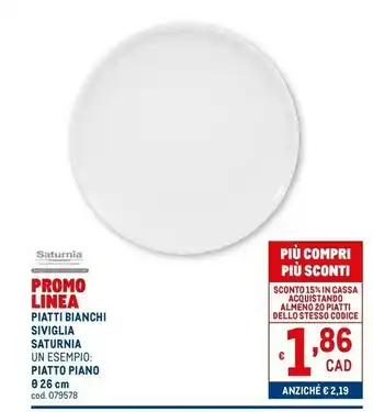 Metro Piatto Piano Piatti Binachi Siviglia Saturnia offerta