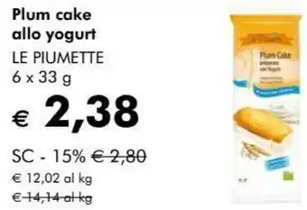 NaturaSì Li Piumette - Plum Cake Preparati Con Yogurt Bio 198 G(ml) offerta