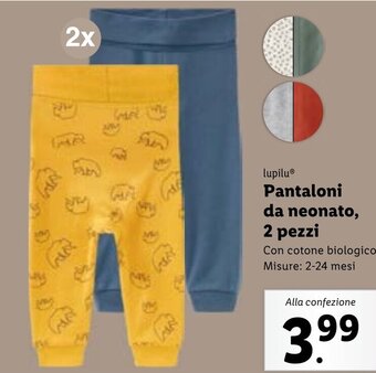 Lidl lupiluⓇ Pantaloni da neonato 2 pezzi offerta