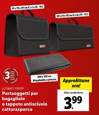 Lidl ULTIMATE SPEEDⓇ Portaoggetti per bagagliaio o tappeto antiscivolo catturasporco offerta