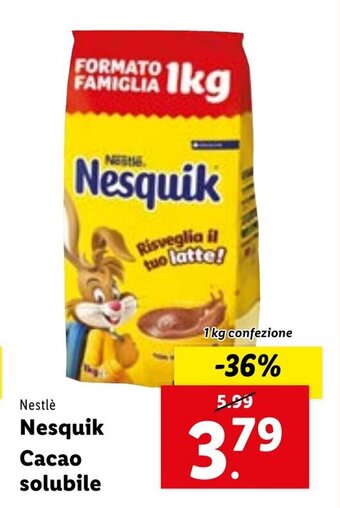 Lidl Nestlè Nesquik Cacao solubile 1 kg confezione offerta