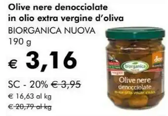 Biorganica nuova Olive Nere Denocciolate In Olio Extra Vergine D'oliva 190g