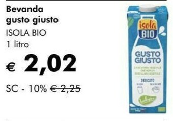 NaturaSì Isola bio Bevanda Gusto Giusto offerta